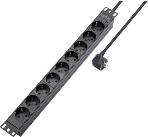 Sygonix Steckdosenleiste SY-5799004 19 Zoll 9-fach Schwarz mit Schutzkontakt - Bild 1