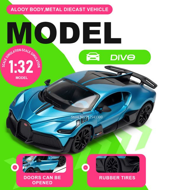 RMZ city DIVO Supersportwagen-Modell, Fahrzeug, Maßstab 1:32, blau - Bild 1