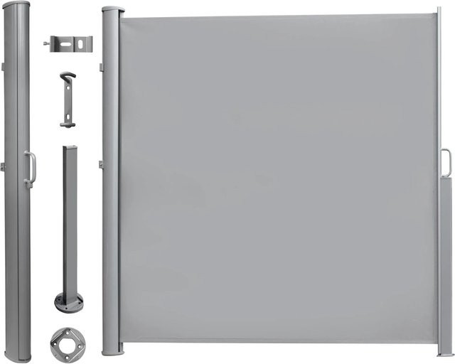 Osoltus Alu Seitenmarkise mit Seitenwand und Seitenrollo aus Polyester, Hellgrau, B: 300 cm, H: 180 cm - Bild 1
