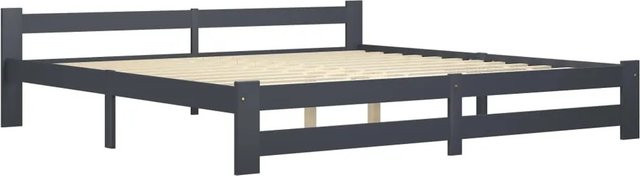 vidaXL Massivholzbett aus Kiefer in Dunkelgrau, B/T/H: 200 x 200 x 55 cm - Bild 1