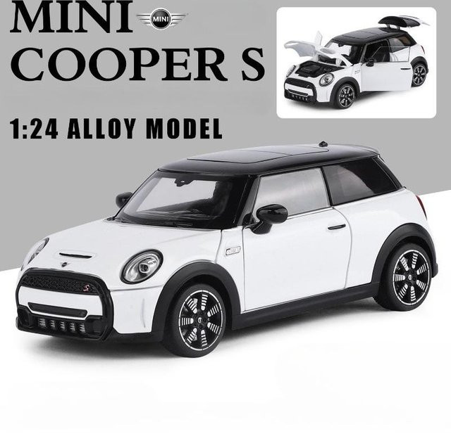 Simulation Bmw Mini Cooper Salloy Automodell, 1/24, Druckguss, weiß, ab 14 Jahren - Bild 1