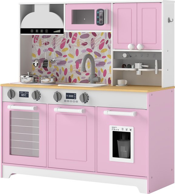 Aosom Holz-Spielküche für Kinder, Rosa, ab 3 Jahre - Bild 1