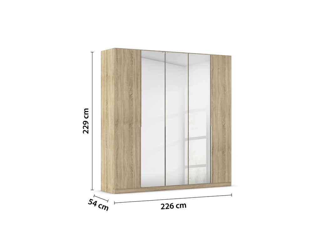 RAUCH Drehtürenschrank Alabama in Eiche Sonoma mit Spiegel, Breite: 229 cm, Tiefe: 54 cm, Höhe: 226 cm - Bild 3