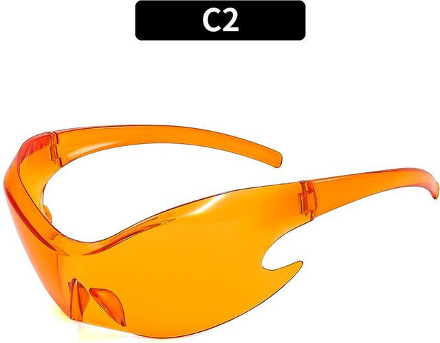 Sonnenbrille Punk Y2k, randlos, oval, orange, Kunststoff, Männer - Bild 1