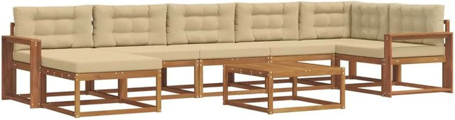 vidaXL Outdoor-Sofagarnitur 8-teilig aus Akazienholz mit Kissen in Beige und Natur - Bild 1