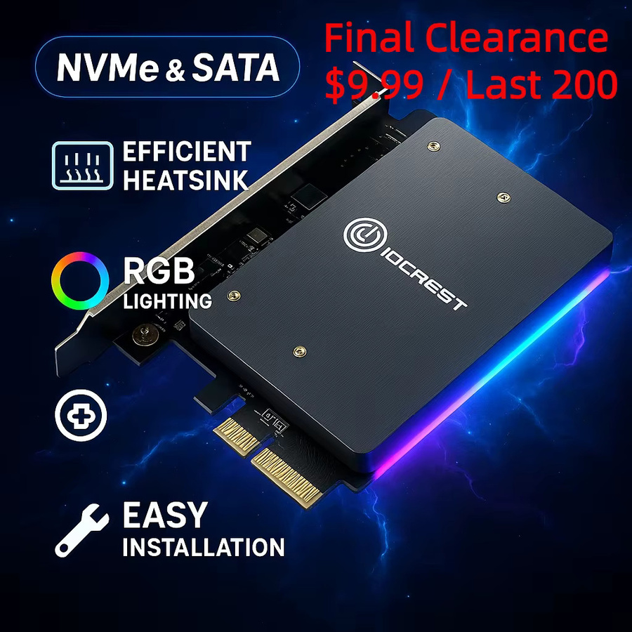 Lekuo PCIe zu Dual M.2 NVMe und SATA Adapterkarte mit RGB-Synchronisierung in Schwarz - Bild 2