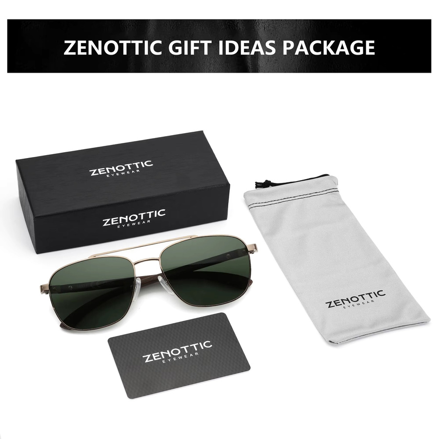 ZENOTTIC Sonnenbrille Holz, Vollrand, braun, Herren, polarisiert - Bild 5