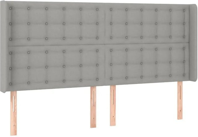 vidaXL LED Kopfteil Hellgrau mit USB-Ladeport und integrierter Beleuchtung, B/T/H: 163 x 16 x 118 cm - Bild 1