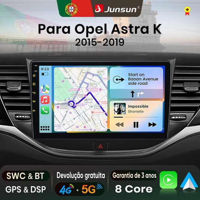 Junsun 8-Kern Autoradio mit Carplay und Android Auto für Opel Astra K 2015-2019, GPS Navi, 4G, DAB+ und DSP, Schwarz - Bild 1