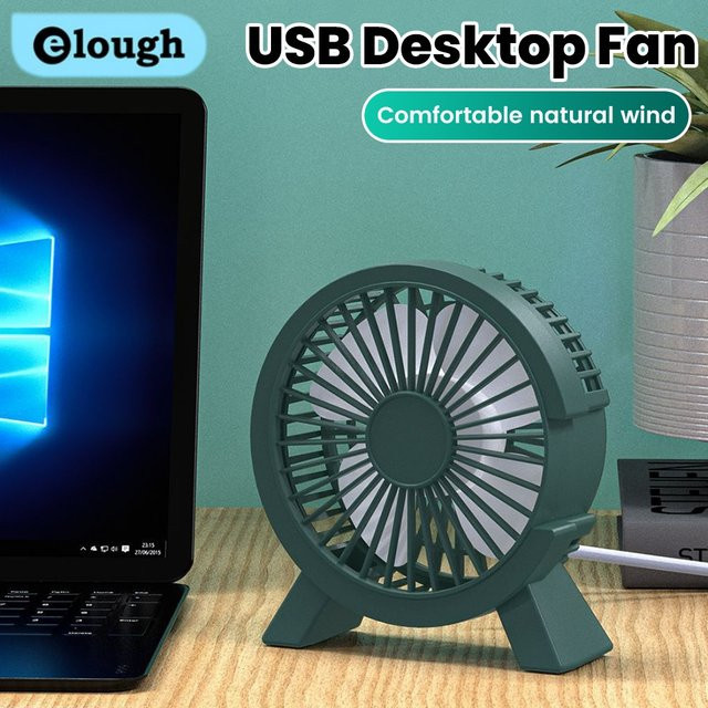 Elough Mini Schreibtischventilator USB-Desktopventilator leise und energiesparend in Weiß oder Grün - Bild 1