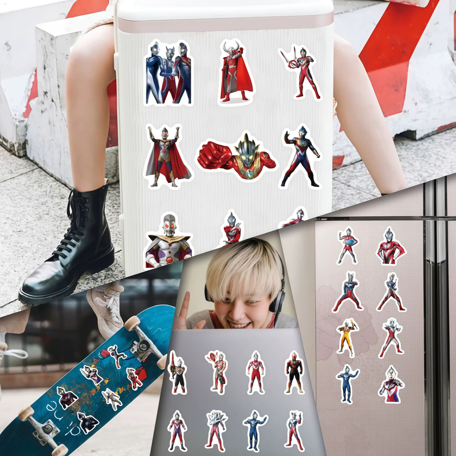 100 Stück Ultraman Anime Aufkleber aus wasserfestem PVC in Multicolour für Laptops und Wasserflaschen - Bild 3