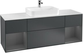 V&B Waschtischunterschrank Finion in matt blau lackiert, B/T/H: 160 x 60 x 50,1 cm - Bild 1