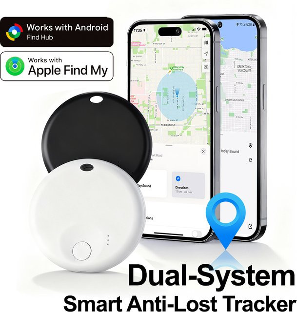 Dual System Smart Tag Google Find My Device GPS-Tracker für Android und iOS in Schwarz - Bild 1
