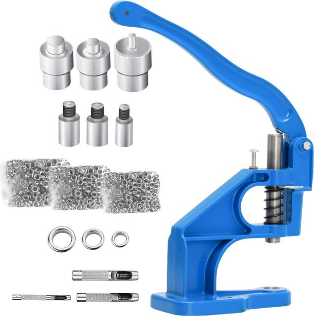 LetCartMaker Handpresstüllen-Ösenmaschine in Blau mit 3 Matrizen und 1500 Ösen in den Größen 6 mm, 10 mm und 12 mm - Bild 1