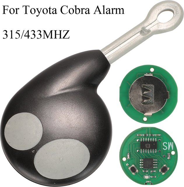 Jingyuqin 2 Tasten Fernbedienung Ersatz Smart Key für Toyota Cobra Alarm in Schwarz (315/433 MHz) - Bild 1