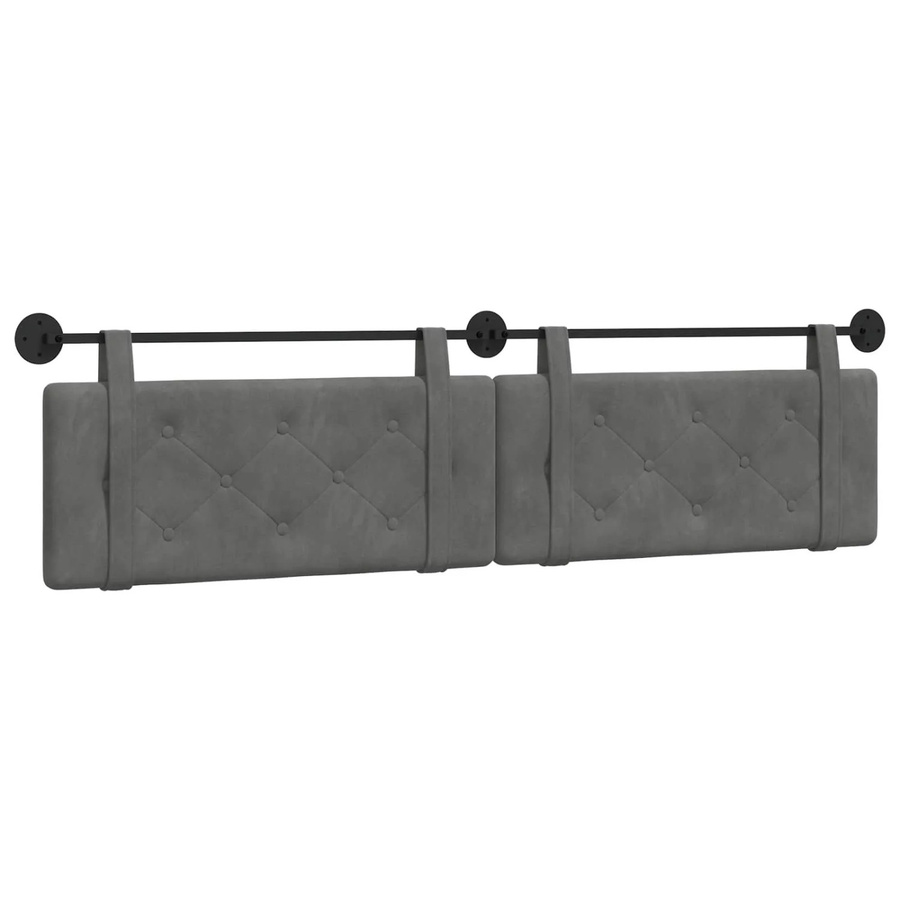vidaXL Wandmontiertes Kopfteil aus Samt in Dunkelgrau, B/H/T: 210 x 55 x 5 cm - Bild 2