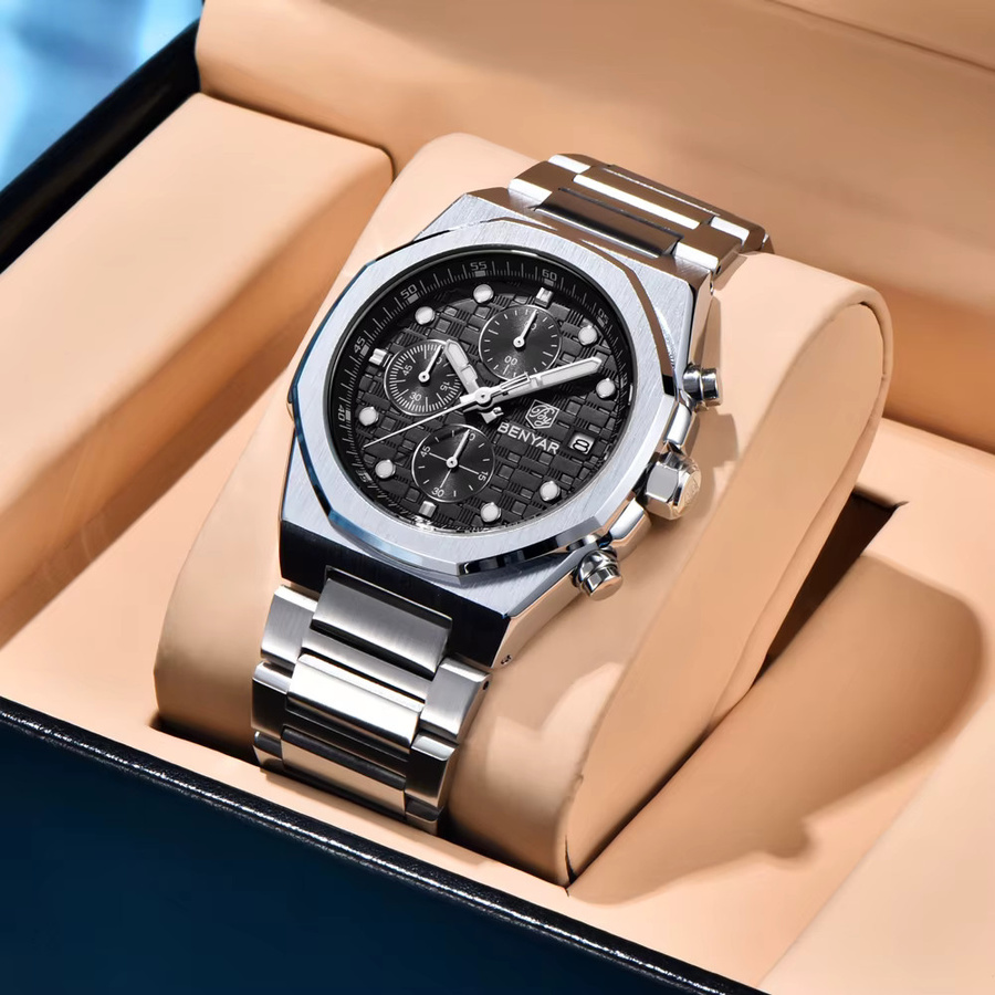 BENYAR Chronograph, Quarz, Edelstahl, Grün, Herren - Bild 3
