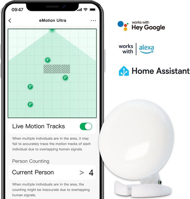 LinknLink EMotion Ultra 60GHz MmWave Radar WLAN Smart Anwesenheitssensor mit IR, Helligkeit, Temperatur und Luftfeuchtigkeit in Weiß für Home Assistant via MQTT - Bild 1