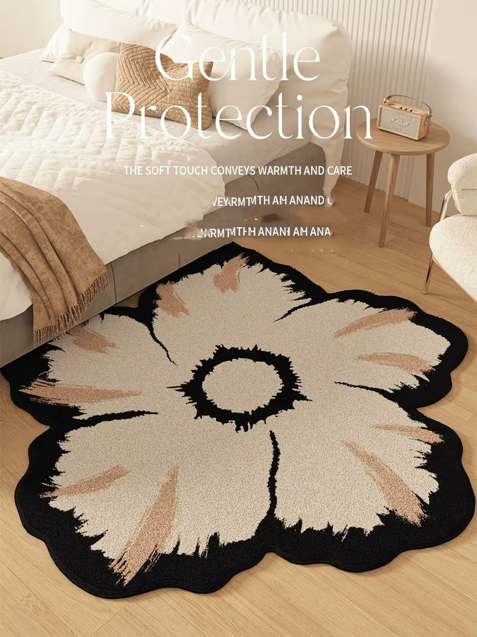 VIKAMA Runder Teppich in Beige und Multicolour mit floralem Design, Durchmesser: 60 cm - Bild 2