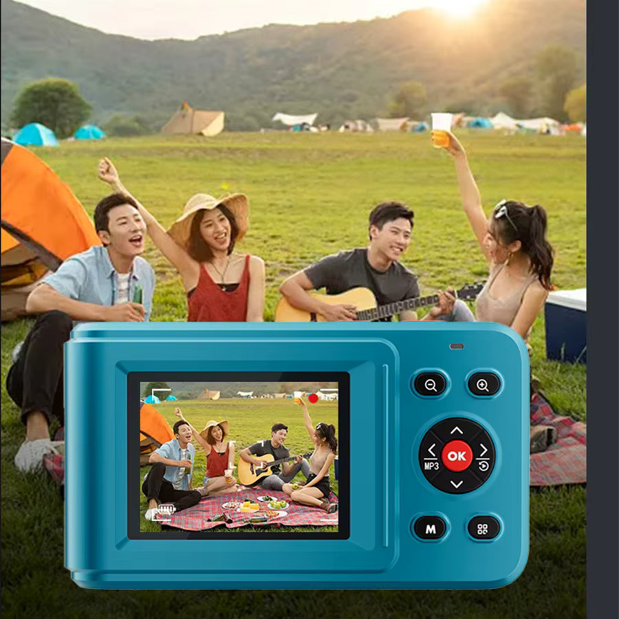 Digitale Kompaktkamera für Kinder und Anfänger in Blau mit 72 MP, HD 1080p, 2,4 Zoll Display und 16x Zoom, wiederaufladbar - Bild 3