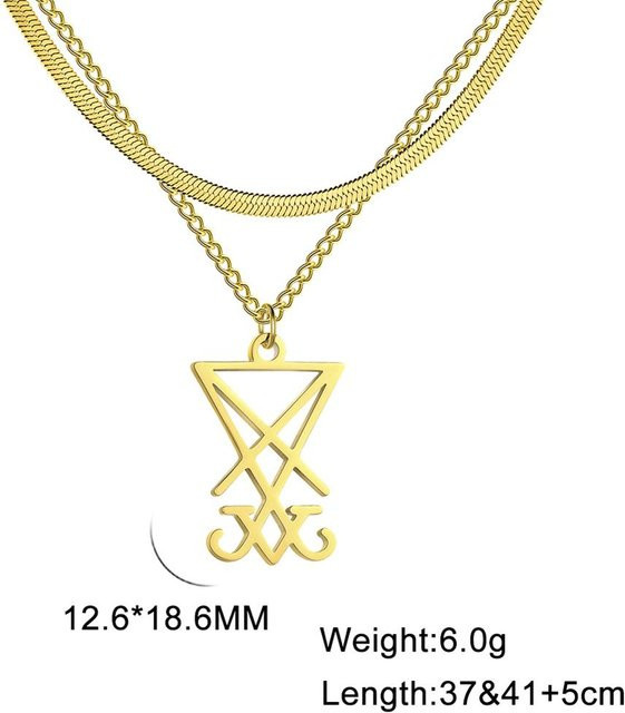 Sigil des Luzifer Anhänger Halskette, Edelstahl, Damen, 40-45cm - Bild 1