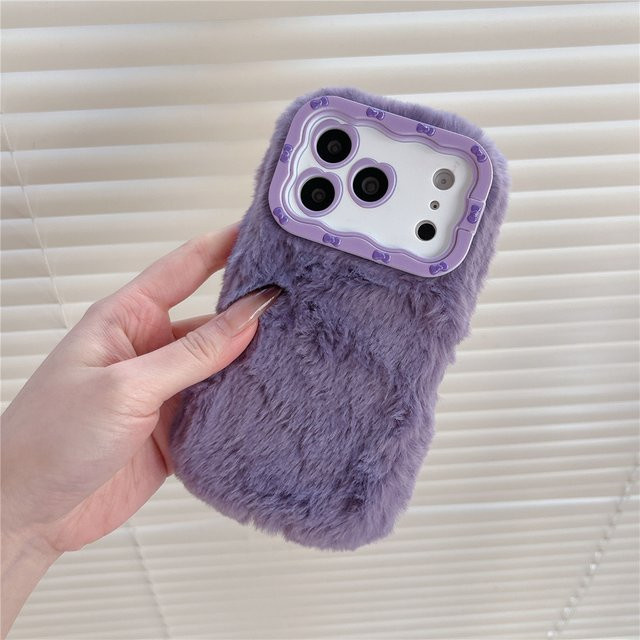 Flauschige Plüsch-Handyhülle mit niedlichem Kameraobjektiv für Apple iPhone 17, 16, 15, 14, 13, Pro Max, Plus und XS - Bild 1