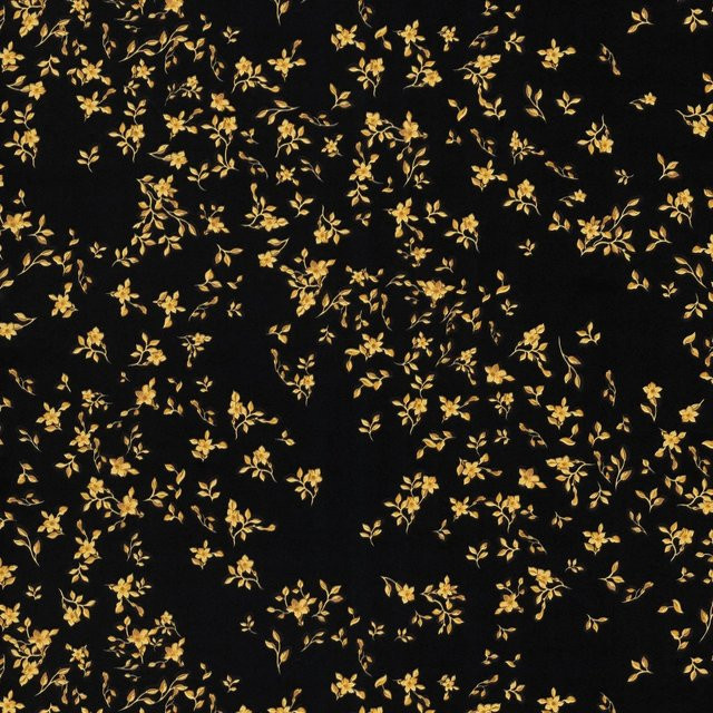 Profhome Floral Tapete Blumenmuster Glänzend Schwarz Gold B: 0,70 m x L: 10,05 m - Bild 1