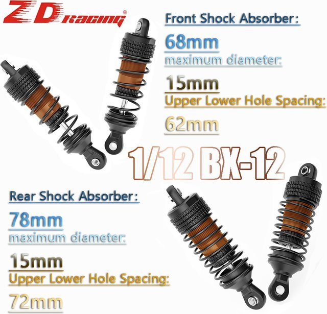 ZD Racing Aluminium Stoßdämpfer, 2-teiliges Set, Metall, 1:12 - Bild 1