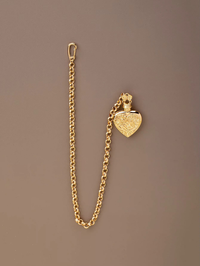 Anhänger mit Taschenuhrkette, Herzform, Gold, Damen - Bild 2