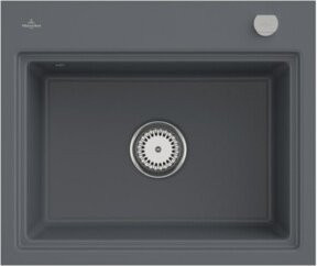 Villeroy & Boch Subway Style 60 S Flat bündige Keramikspüle in Graphite mit Ablaufgarnitur und Handbetätigung - Bild 1