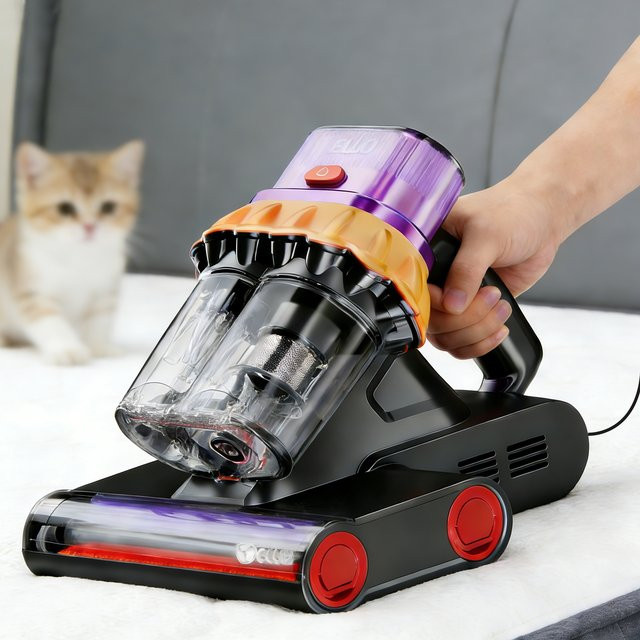 E.LUO Bettstaubsauger mit Staubsensor, 400W und 18Kpa Saugkraft, Matratzenstaubsauger mit Ultraschall, Hochheizfunktion und UV-C-Licht, Multicolor - Bild 1