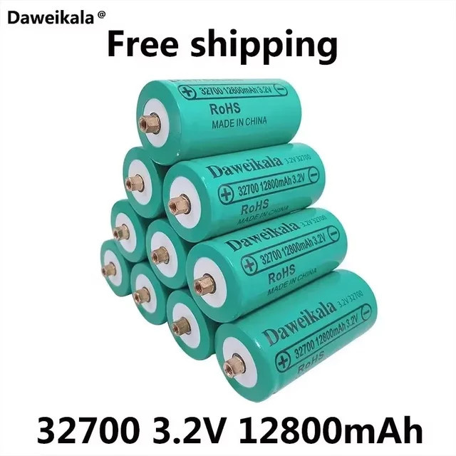 Dadolii LiFePO4 Akku 32700 mit 12800 mAh, 3,2 V Lithium-Eisenphosphat-Batterie in Grün mit Schrauben - Bild 1