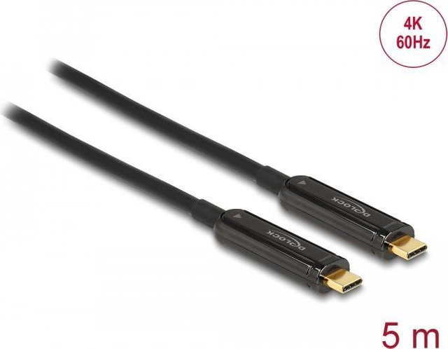 Delock Aktives Optisches USB-C zu DisplayPort Video Kabel 4K 60 Hz in Schwarz, Länge: 5 m - Bild 1