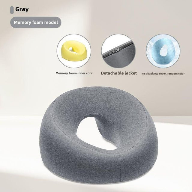 Ergonomisches Gesichtskissen von Dedomon aus Memory-Schaum in Grau mit atmungsaktivem und abnehmbarem Bezug - Bild 1