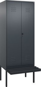 C+P PSA Doppel-Spind Classic PLUS Sitzbank mit 2 Abteilen und Kunststoff-Sitzfläche, B/T/H: 212,0 x 80,0 x 81,5 cm - Bild 1