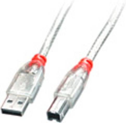 Lindy USB 2.0 Kabel mit USB-A Stecker und USB-B Stecker in Transparent, Länge: 3,00 m - Bild 1