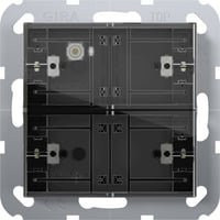 Gira Tastsensor 4 Standard Zweifach für KNX mit Inbetriebnahme-Wippe und Raumthermostat in Schwarz - Bild 1