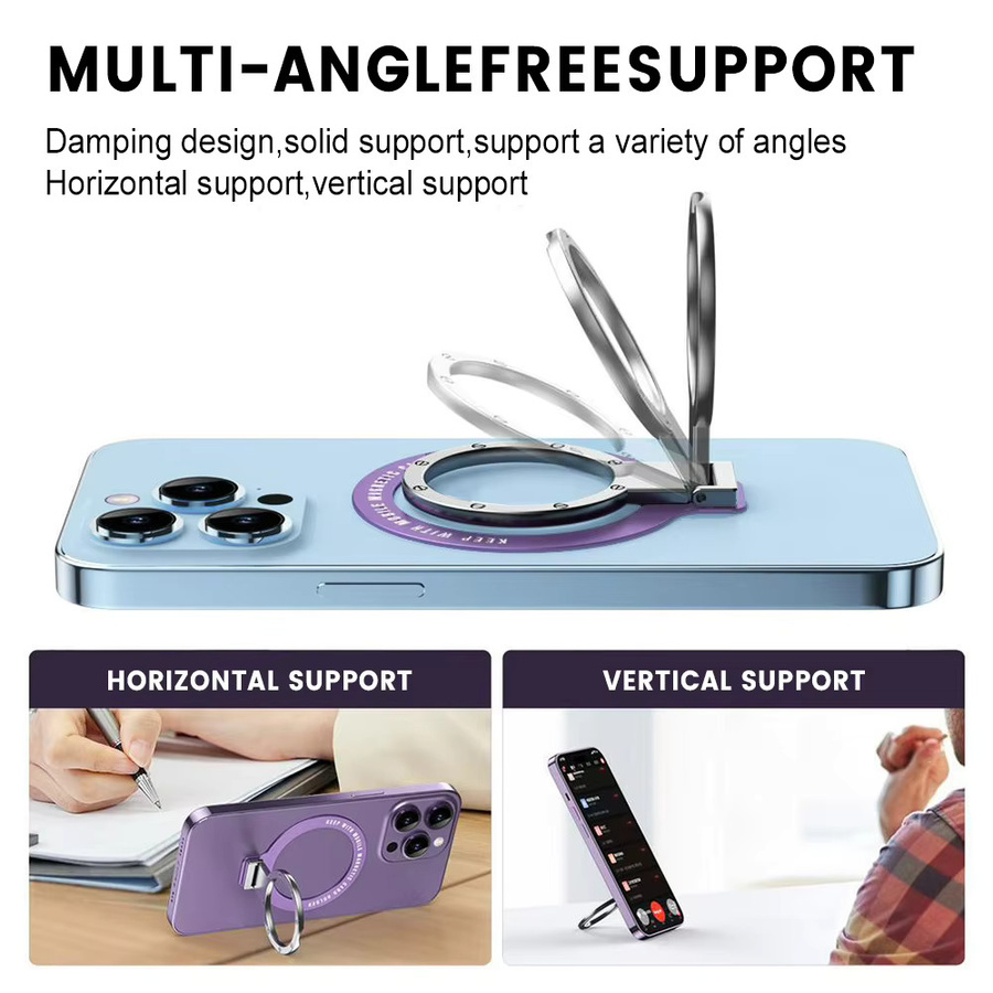 Magnetischer Handy-Ringhalter in Schwarz für iPhone und Samsung mit MagSafe-Kompatibilität und abnehmbarer Halterung - Bild 2