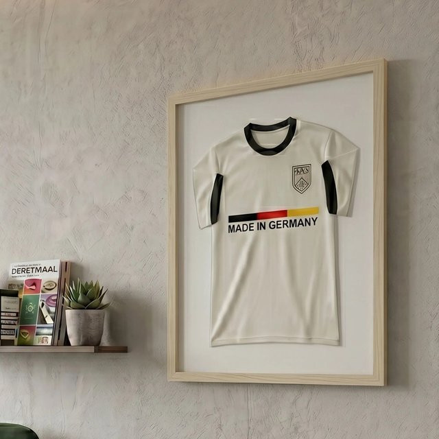 K-Möbel Premium Echtholz Trikotrahmen Natur B: 50 cm, H: 70 cm für Kindertrikots und Fan Shirts - Bild 1