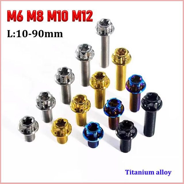 GooBetter Titanschraube mit Torx-Flanschkopf in Gold für Motorrad-Modifikationen, Länge 10–90 mm, erhältlich in M6, M8, M10 oder M12 - Bild 1