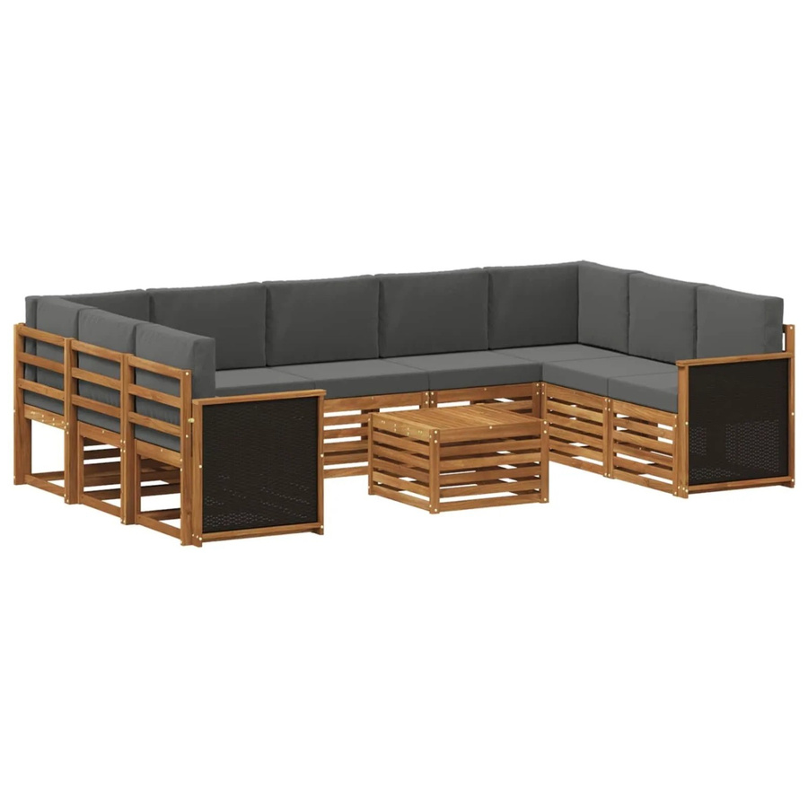 vidaXL Sofagarnitur aus Massivholz Akazie in Anthrazit mit Latten-Design und Armlehnen - Bild 2