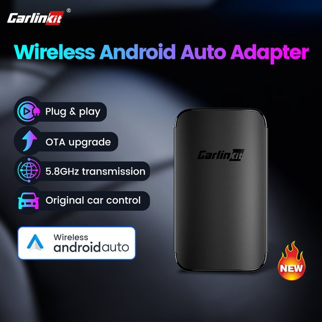 CarlinKit Kabelloser Android Auto Adapter in Schwarz für Plug-and-Play Konvertierung von kabelgebundenem zu kabellosem Android Auto mit OTA-Updates - Bild 1