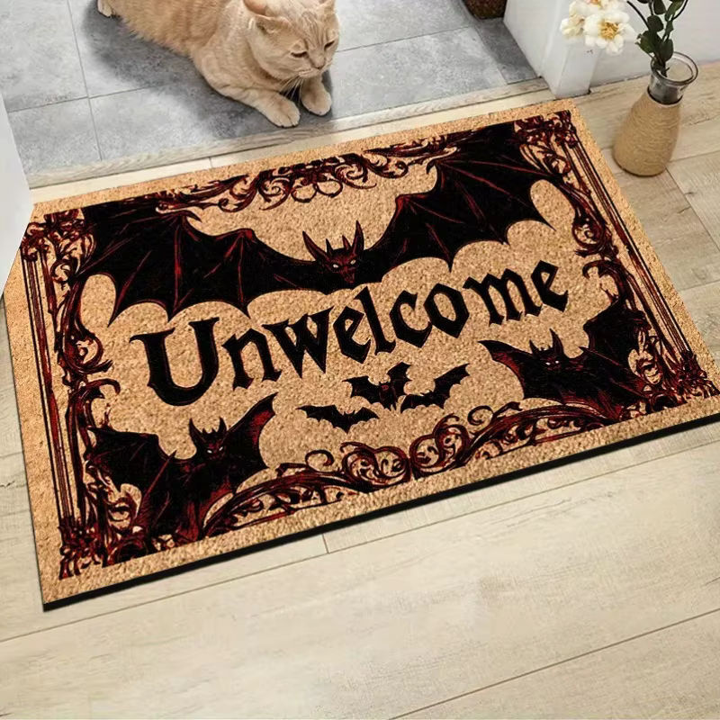 VIKAMA Halloween Fledermaus Fußmatte Unwelcome Dark Series, rutschfeste und wetterfeste Bodenmatte für Outdoor und Heimdekoration, B/T: 60 x 40 cm, Multicolor - Bild 5