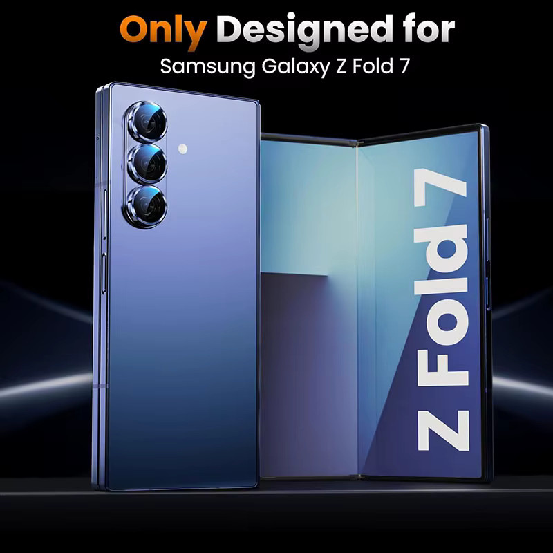 Samsung Galaxy Z Fold7 Kamera Objektiv Schutz aus Aluminium Legierung und gehärtetem Glas in Blau - Bild 3