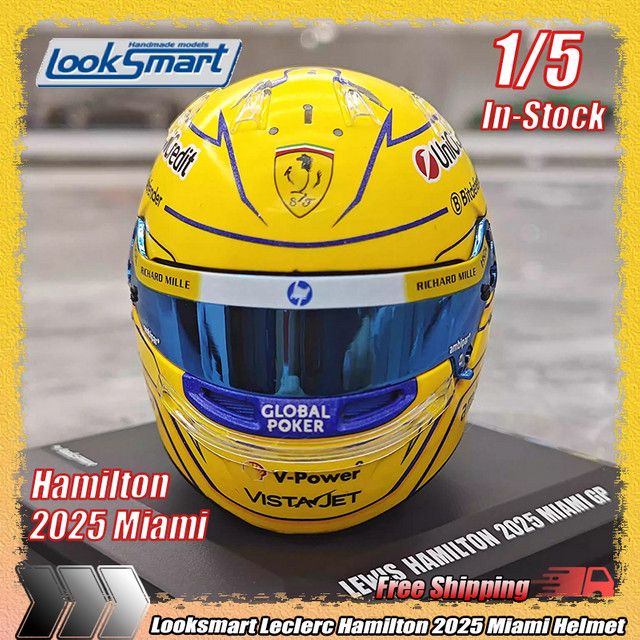 Looksmart 1:5 Leclerc Hamilton 2025 Miami Helm Simulationsmodell aus Harz - Bild 1