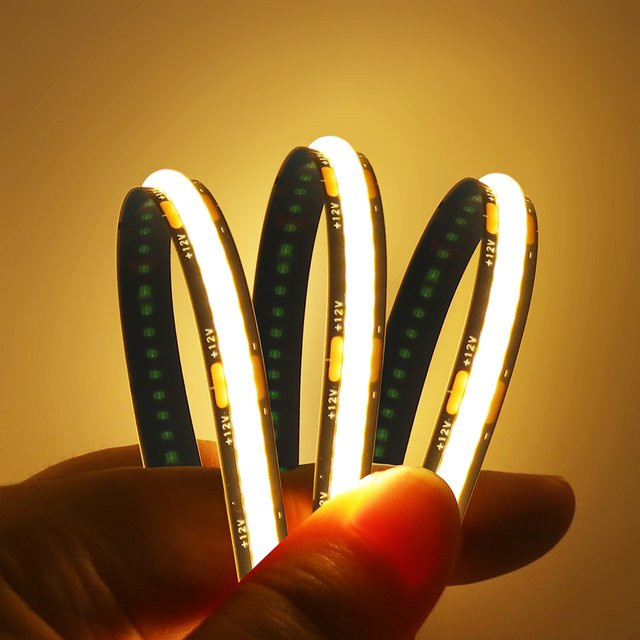 HAGAHA COB LED Streifen Licht Schwarz mit 320 LEDs/m, 12V/24V, IP30, RA90 für Küchenschränke und Möbel - Bild 1