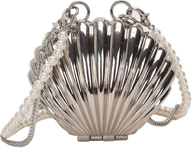 Umhängetasche Weft, Muschel Form, Goldene Perlen, Damen, black - Bild 1