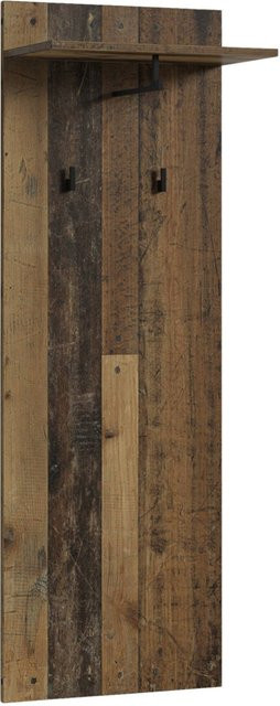 byLIVING Wandpaneel JAKOB in Old Wood Eiche mit Regal und 2 Haken, B/H/T: 48 x 140 x 28 cm - Bild 2