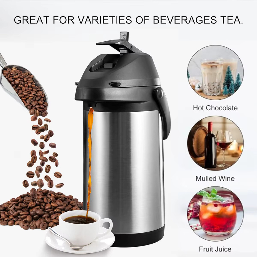 Leeseph Heiß- und Kaltgetränke-Spender-Set in Silber aus Edelstahl mit 1,9 l Thermo-Kaffeekaraffe und 4 l Spender inklusive Pumpe, Handtuch und Reinigungsbürste - Bild 2