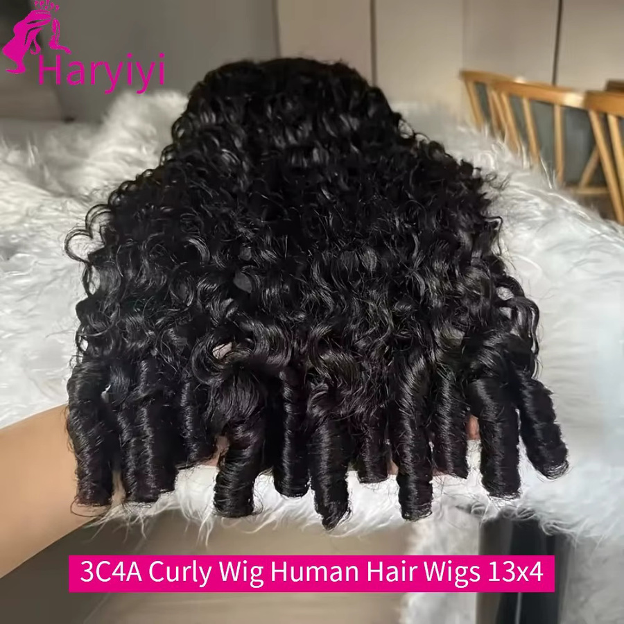 FIUMER Echthaar-Perücke, 3C4A Burmesische Locken, 13x4 HD Lace, Wasserwellen - Bild 3